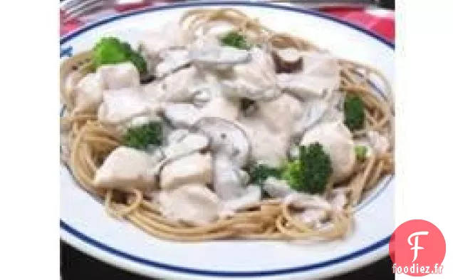 Stroganoff de Poulet et Brocoli sur des Pâtes de Blé entier