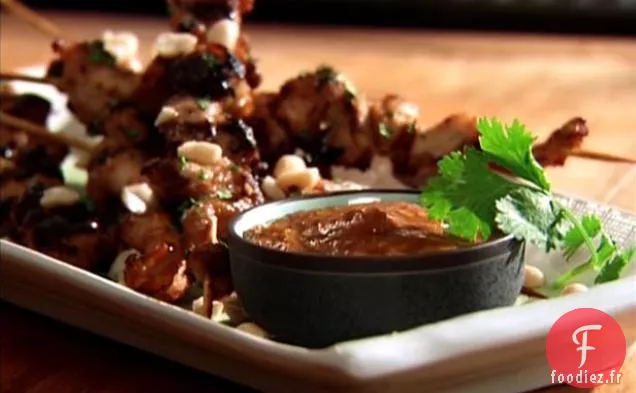 Brochettes de Poulet avec Marinade Arachide-Gingembre