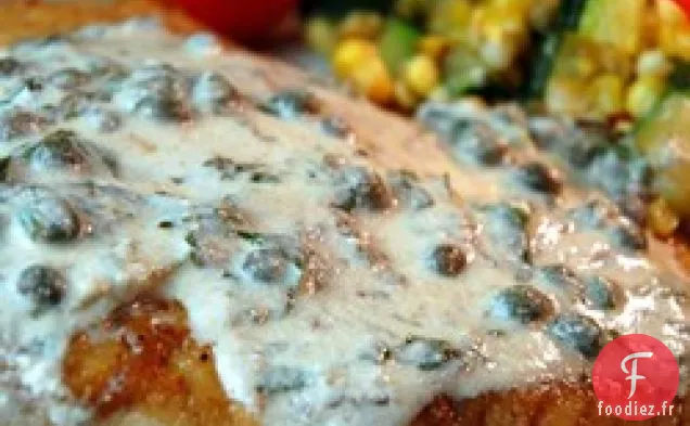 Steak De Flétan Poêlé Avec Sauce Vert Clair