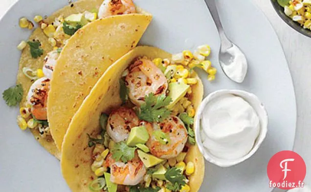 Tacos aux Crevettes avec Salsa de Maïs