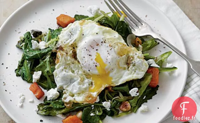 Légumes Verts sautés à l'Huile d'Olive - Œufs au plat