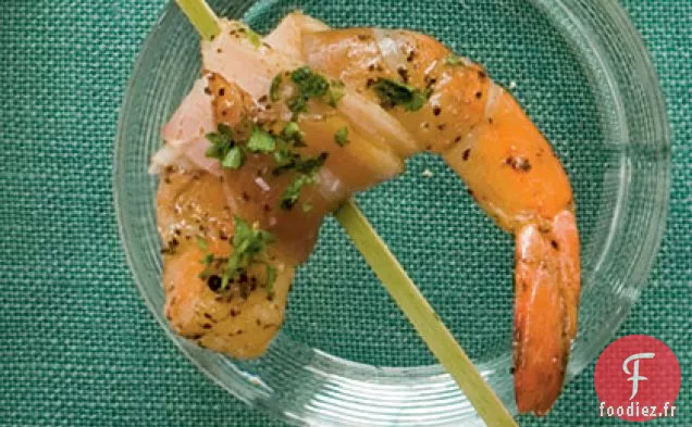 Crevettes Enrobées de Pancetta Poivrée