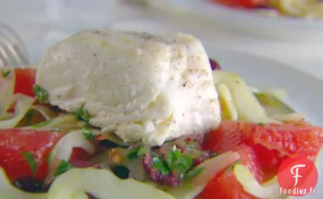 Flétan Rôti avec Salsa au Fenouil au Pamplemousse