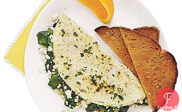 Omelette Blanche aux Épinards, Feta et Herbes