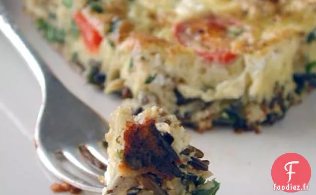 Frittata de Riz Sauvage, Asperges et Fromage de Chèvre