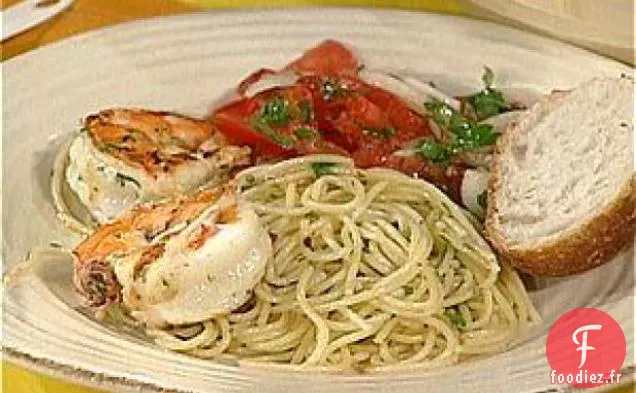 Crevettes Épicées et Spaghettis Aglio Olio (Ail et Huile)