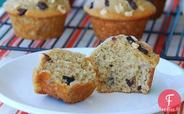 Muffins Croquants Au Beurre D'Arachide, À La Banane Et Aux Morceaux De Chocolat
