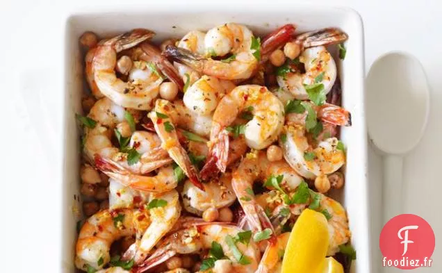 Crevettes à l'ail et Pois Chiches
