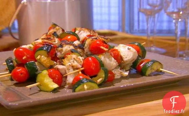 Brochettes de Flétan aux Courgettes et Tomates Raisins