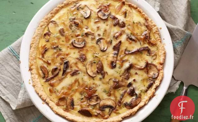 Quiche Caramélisée à l'Oignon, aux Champignons et au Gruyère avec Croûte d'Avoine