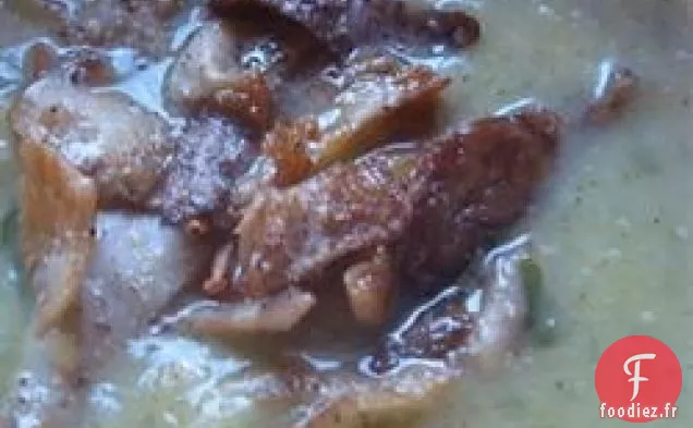 Soupe d'Artichaut de Jérusalem et de Poireaux aux Champignons