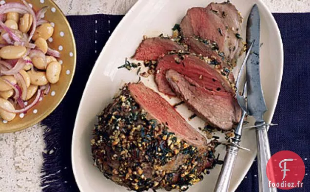 Agneau à l'Estragon Rôti avec Haricots au Beurre
