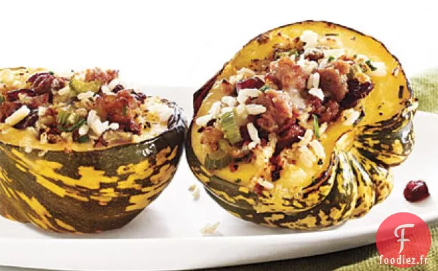Courge Poivrée Farcie de Saucisses et de Riz