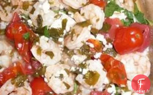 Plat De Crevettes Grecques De Santorin