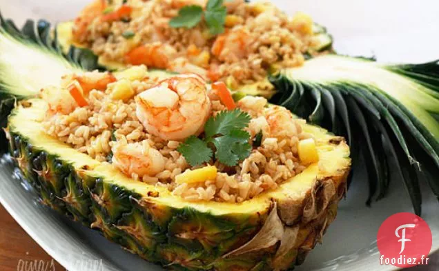 Riz Frit Brun Aux Crevettes à l'Ananas