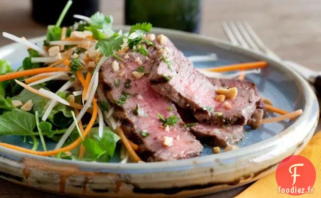 Steak Grillé et Salade de Papaye