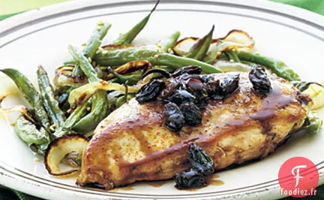Poulet aux Raisins Secs Pochés à la Grenade et au Saké