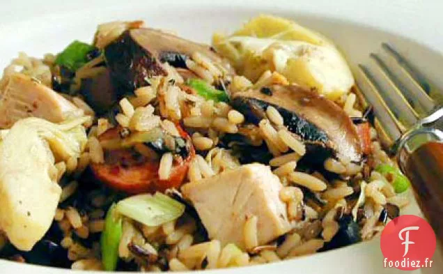 Poulet et Riz Sauvage avec Saucisse Fumée