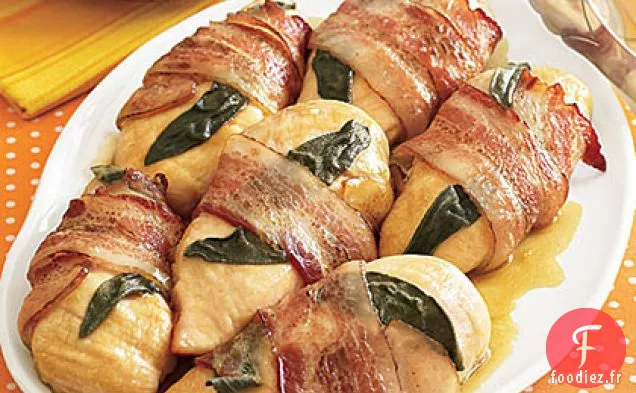 Poitrines de Poulet enrobées de Bacon et de Sauge