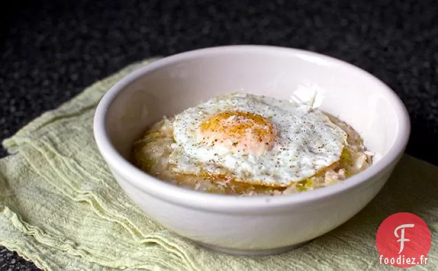 Risotto Au Bacon, Aux Œufs Et Aux Poireaux