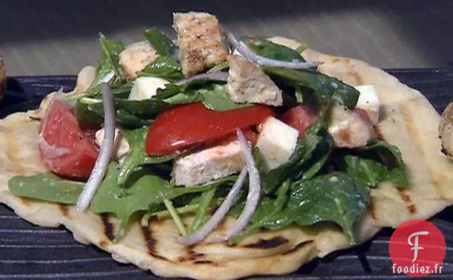 Piadine au Poulet Grillé et Salade d'Épinards