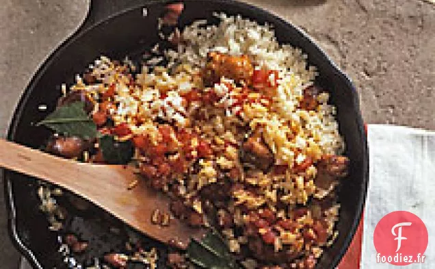 Riz Au Rocou Avec Saucisse Et Tomate