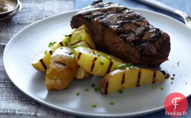 Steaks Glacés au Whisky et Pommes de Terre Grillées
