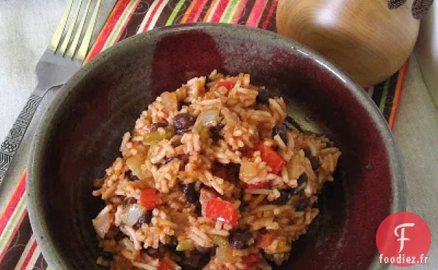 Riz Rouge Aux Haricots Noirs Et Saucisse