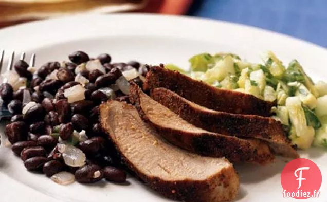 Porc Épicé au Cumin avec Salsa Avocat-Tomatillo