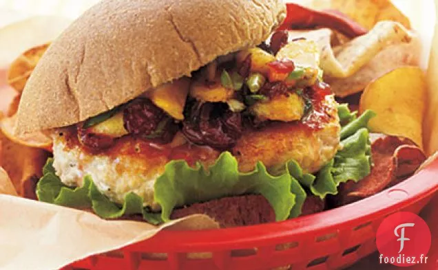 Burgers de Dinde avec Chutney de Canneberges et Pêches