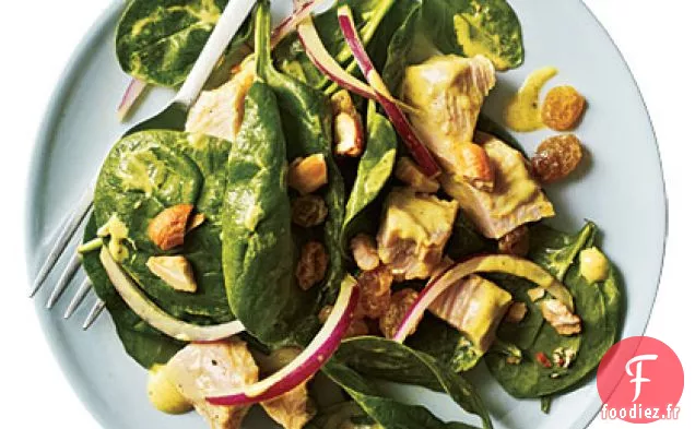 Salade de Dinde au curry, Épinards et Noix de Cajou