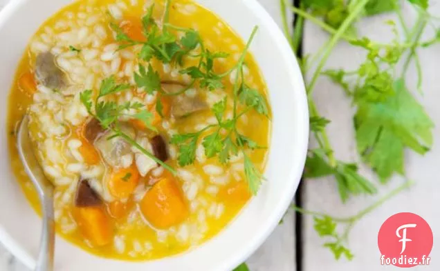Risotto De Courge Kuri Rouge Et Champignons Sauvages