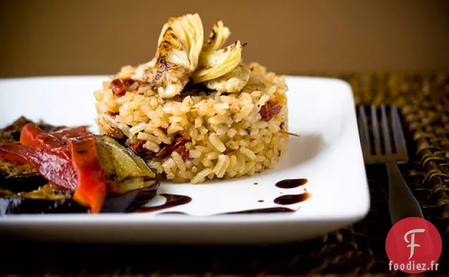 Risotto Au Four Avec Légumes Grillés Et Réduction Balsamique