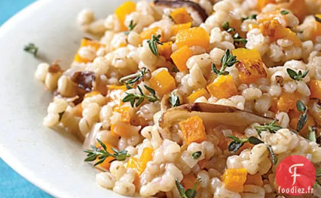 Risotto à l'Orge, à la Courge musquée et au Shiitake