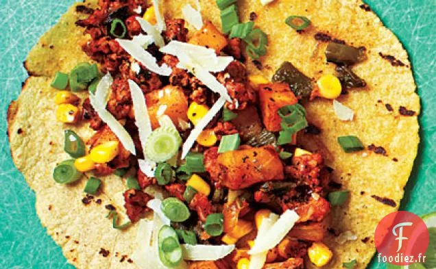 Tacos aux pommes de terre, Poblano et Chorizo