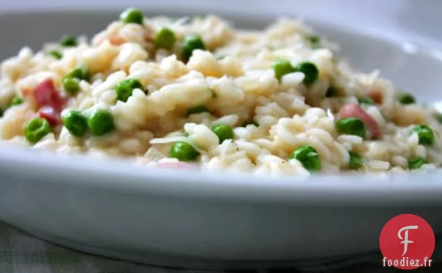 Risotto au Fromage de Chèvre, Bacon et Pois