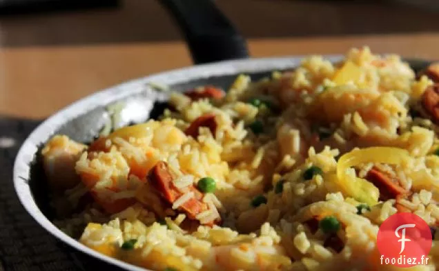 Paella Facile au Chorizo et aux Crevettes Royales