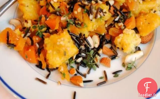 Polenta au Romarin Rôti, Abricots, Riz Sauvage