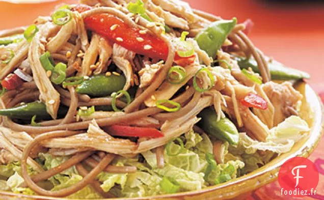 Salade Asiatique de Poulet, de Nouilles et de Pois Mange-tout