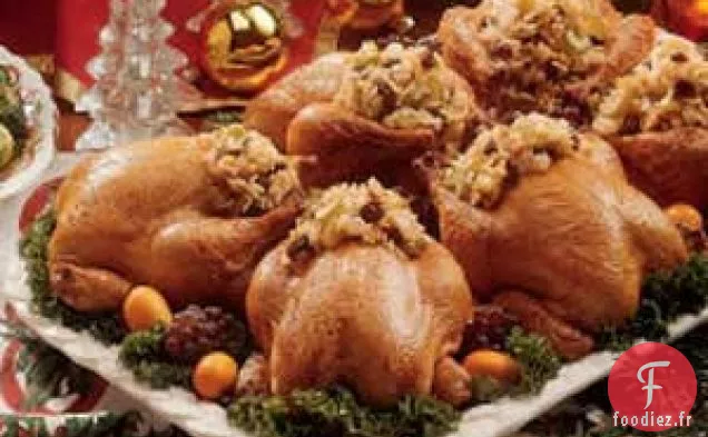Poules de Cornouailles Farcies au Riz