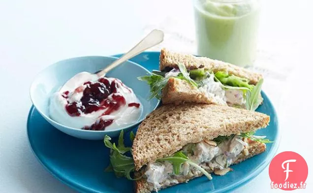 Sandwichs au Poulet aux herbes avec Smoothie Pomme-Avocat