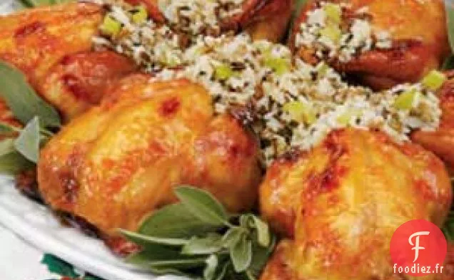 Poules de Cornouailles Farcies au Riz Sauvage