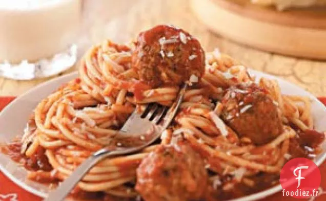 Spaghettis Italiens et Boulettes de Viande