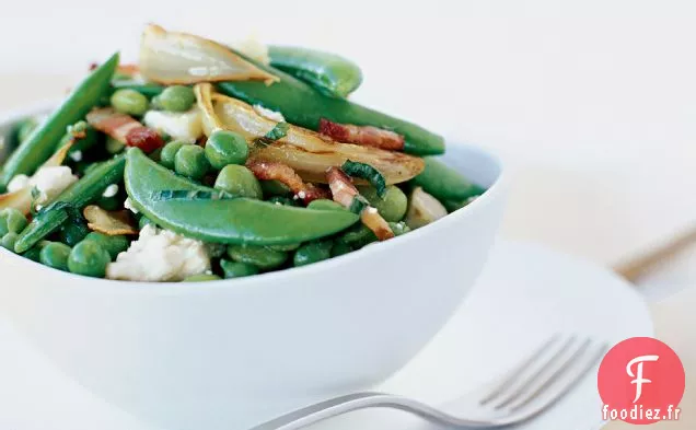 Salade d'Edamame et de Pois avec Oignons Doux et Fromage de Chèvre