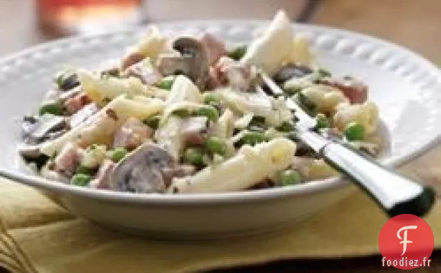 Penne au Jambon, Champignons et Petits Pois