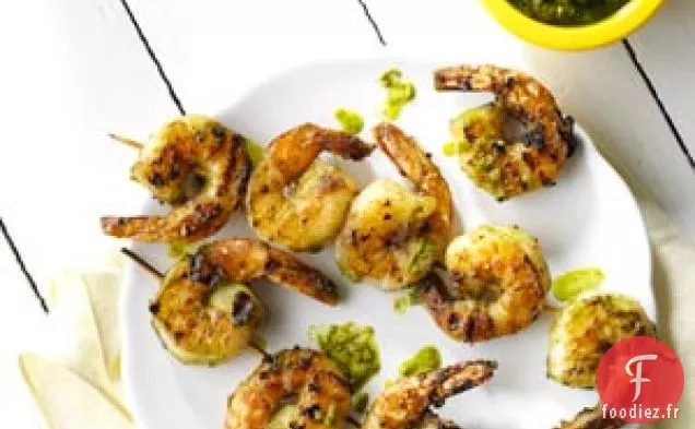 Crevettes Grillées au Pesto Pistache-Citron