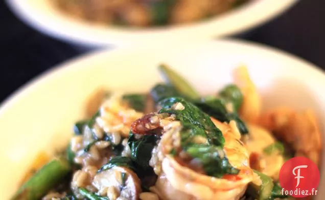 Risotto Aux Crevettes Aux Légumes D'Été