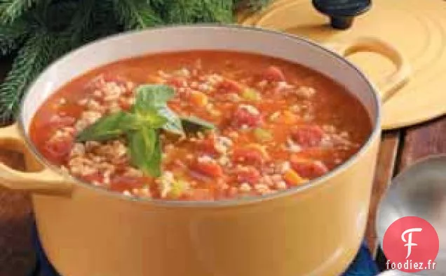 Soupe de Tomates à l'Orge de Dinde