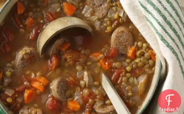 Ragoût de Lentilles et Saucisses de Poulet