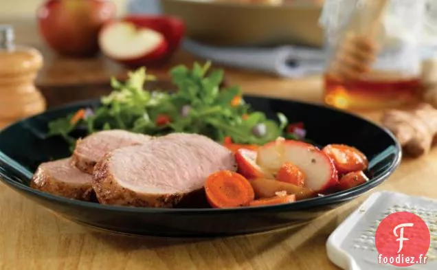 Porc au Miel et au Gingembre avec Carottes et Pommes